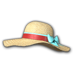ポルカドット藁帽子 (ブルー)