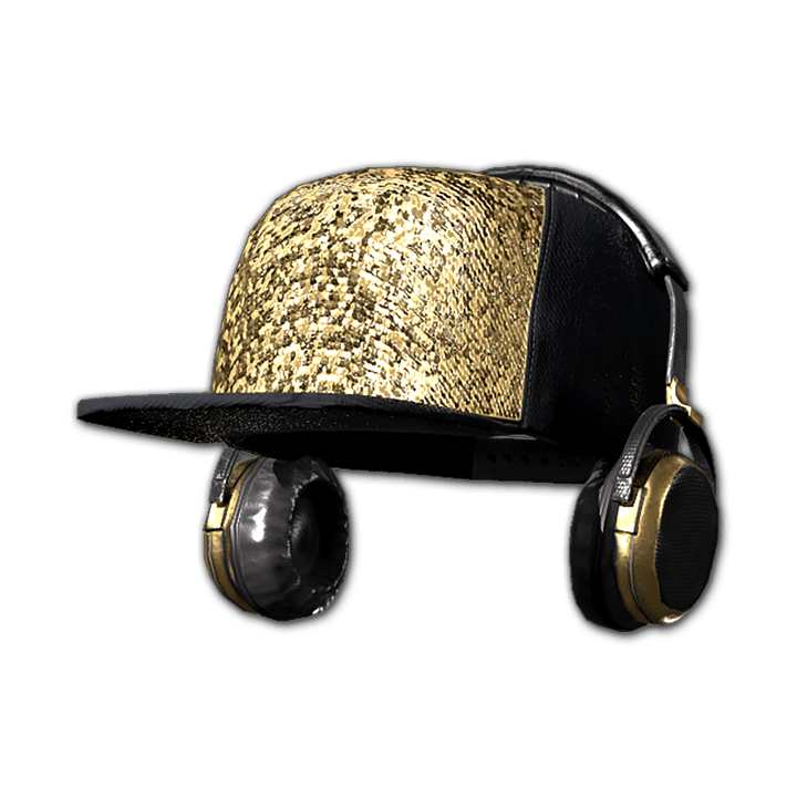 Blinged-out Hat with Headphones (Gold)